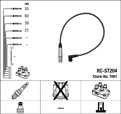 7061 NGK Fios de alta voltagem, kit