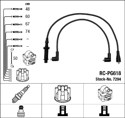 7294 NGK Fios de alta voltagem, kit