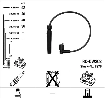 8276 NGK Fios de alta voltagem, kit