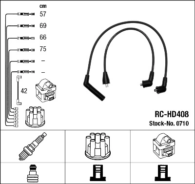 0710 NGK Fios de alta voltagem, kit
