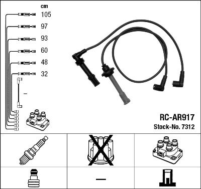 RCAR917 NGK Fios de alta voltagem, kit