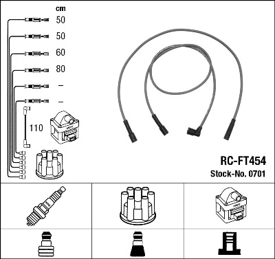 0701 NGK Fios de alta voltagem, kit