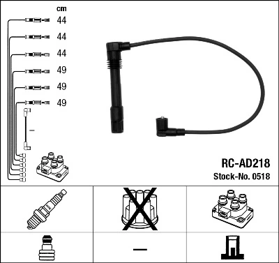 0518 NGK Fios de alta voltagem, kit