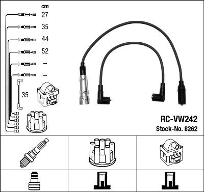 8262 NGK Fios de alta voltagem, kit