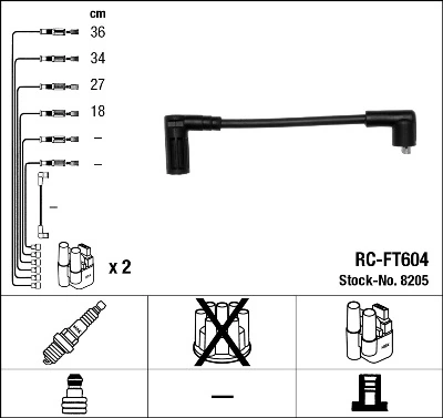 Fios de alta voltagem, kit NGK RCFT604 preço, a partir de 15,54 USD