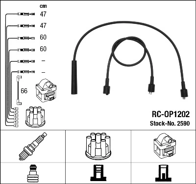 2590 NGK Fios de alta voltagem, kit