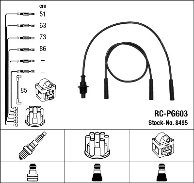 8495 NGK Fios de alta voltagem, kit