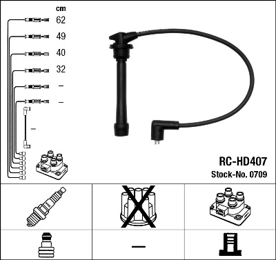 0709 NGK Fios de alta voltagem, kit