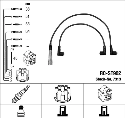 7313 NGK Fios de alta voltagem, kit