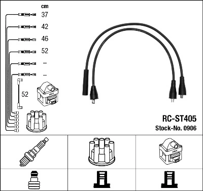 RCST405 NGK Fios de alta voltagem, kit