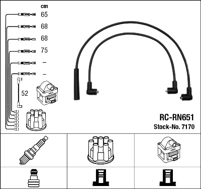 7170 NGK Fios de alta voltagem, kit