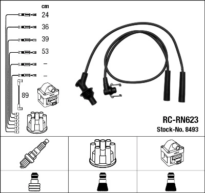 8493 NGK Fios de alta voltagem, kit