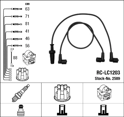 2589 NGK Fios de alta voltagem, kit