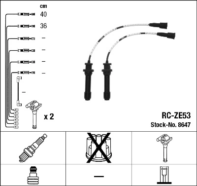 8647 NGK Fios de alta voltagem, kit