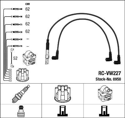 0958 NGK Fios de alta voltagem, kit