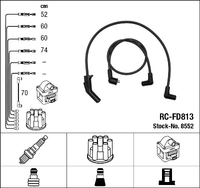 8552 NGK Fios de alta voltagem, kit