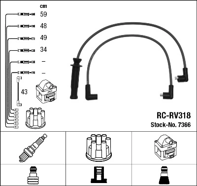 7366 NGK Fios de alta voltagem, kit