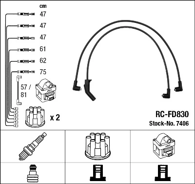 Fios de alta voltagem, kit Ford Transit IV E