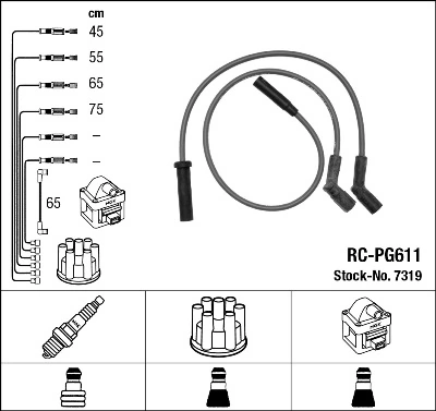 7319 NGK Fios de alta voltagem, kit