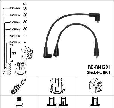 6981 NGK Fios de alta voltagem, kit