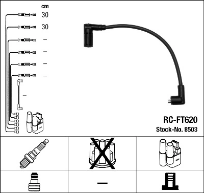 8503 NGK Fios de alta voltagem, kit