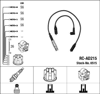 0515 NGK Fios de alta voltagem, kit