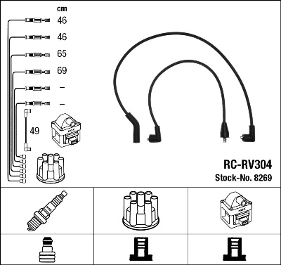 RCRV304 NGK Fios de alta voltagem, kit