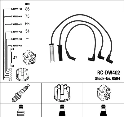 Fios de alta voltagem, kit NGK 594 preço, a partir de 48,37 USD