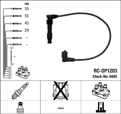 Fios de alta voltagem, kit General Motors 90443687