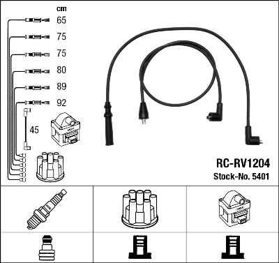 5401 NGK Fios de alta voltagem, kit