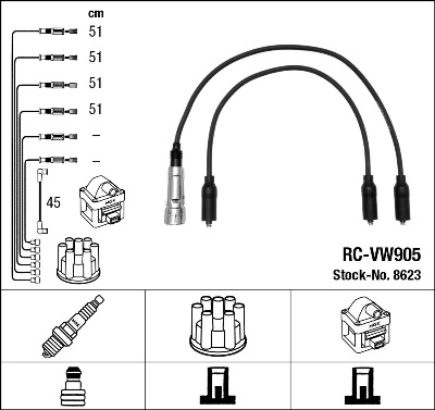 8623 NGK Fios de alta voltagem, kit