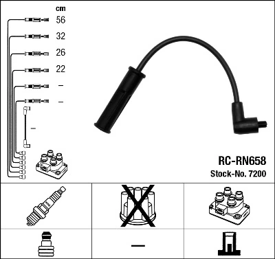 7200 NGK Fios de alta voltagem, kit