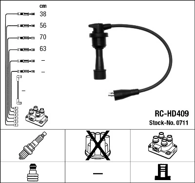 0711 NGK Fios de alta voltagem, kit