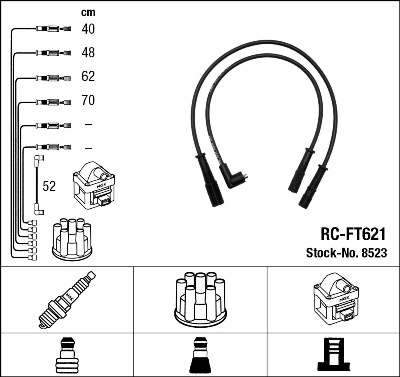 8523 NGK Fios de alta voltagem, kit