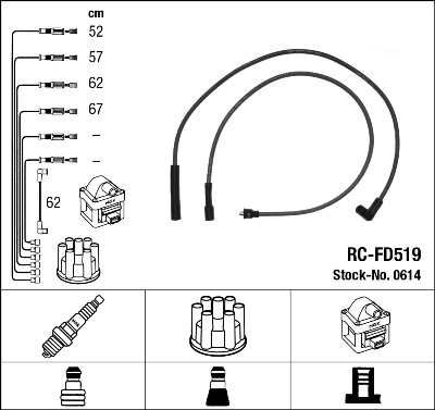 0614 NGK Fios de alta voltagem, kit