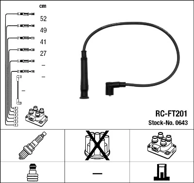 0643 NGK Fios de alta voltagem, kit