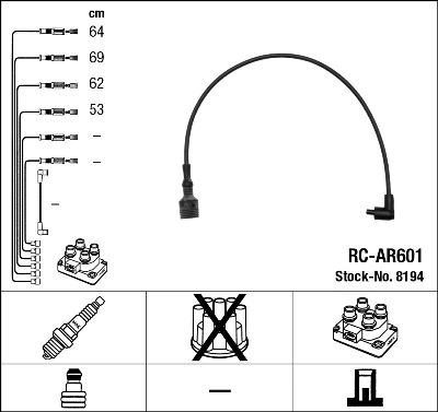46400418 Fiat/Alfa/Lancia Fios de alta voltagem, kit