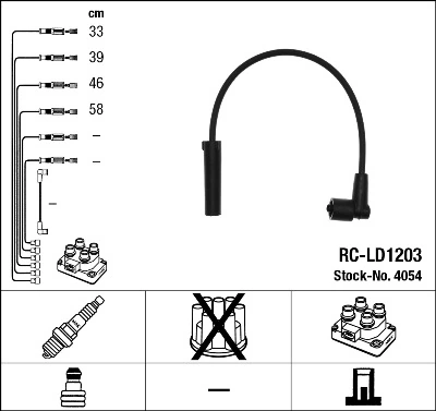 4054 NGK Fios de alta voltagem, kit