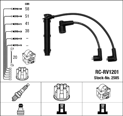 2585 NGK Fios de alta voltagem, kit
