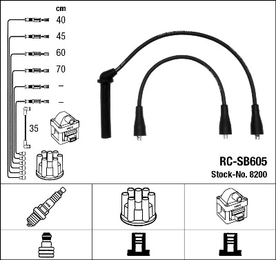 8200 NGK Fios de alta voltagem, kit