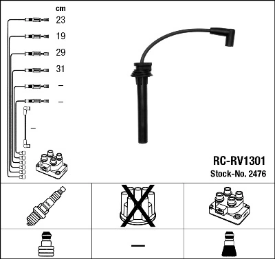 2476 NGK Fios de alta voltagem, kit