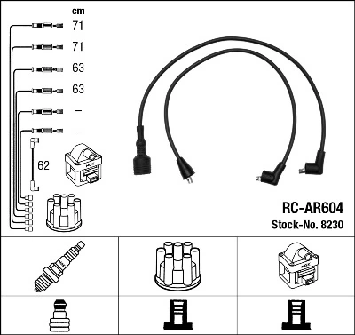 8230 NGK Fios de alta voltagem, kit