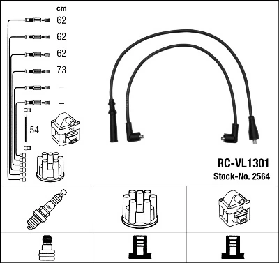2564 NGK Fios de alta voltagem, kit