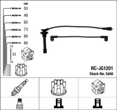 5406 NGK Fios de alta voltagem, kit