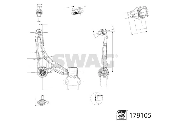 33104801 Swag Braço oscilante inferior direito de suspensão dianteira