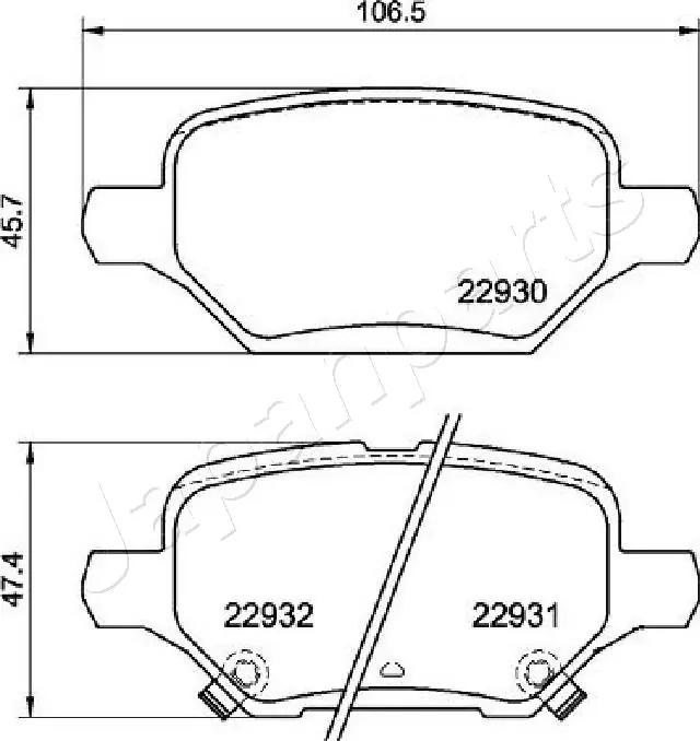 PP0405AF Japan Parts Sapatas do freio traseiras de disco