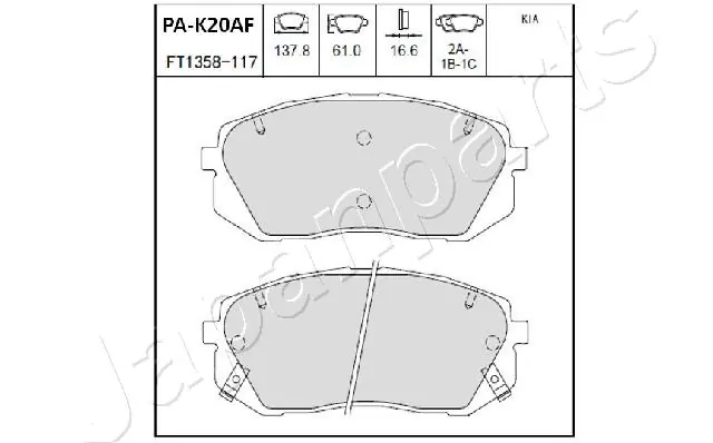 PAK20AF Japan Parts Sapatas do freio dianteiras de disco