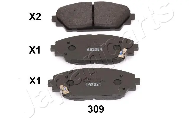PA309AF Japan Parts Sapatas do freio dianteiras de disco