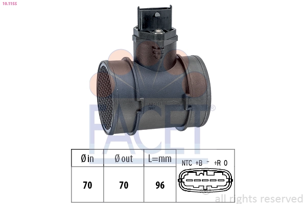 Sensor de fluxo (consumo) de ar, medidor de consumo M.A.F. - (Mass Airflow) para Fiat Bravo I 182