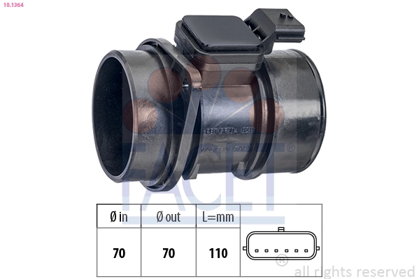 Sensor de fluxo (consumo) de ar, medidor de consumo M.A.F. - (Mass Airflow) para Renault Kangoo II KW0, KW1